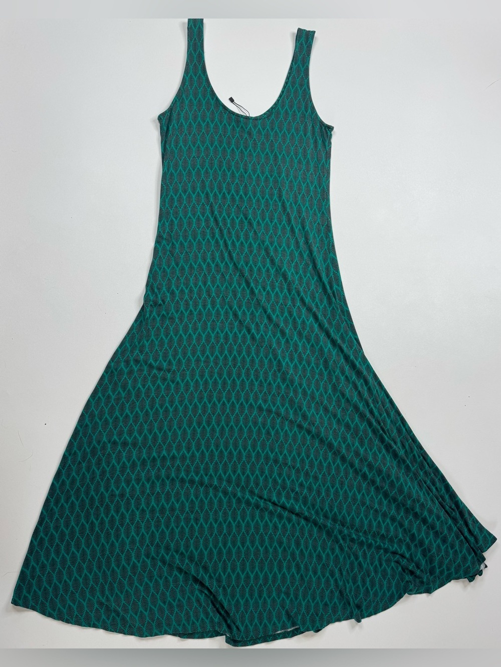 Mexicali Blues Sleeveless Teal Diamond-Print Maxi Swing Dress Medium